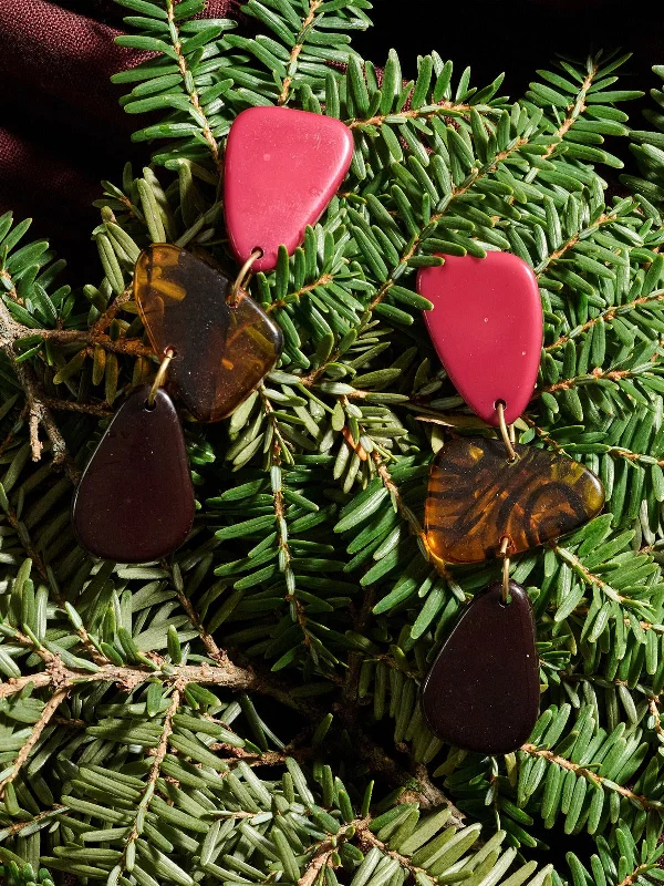 Trendy Drop Earrings-Louisa Resin Earrings - Mulberry