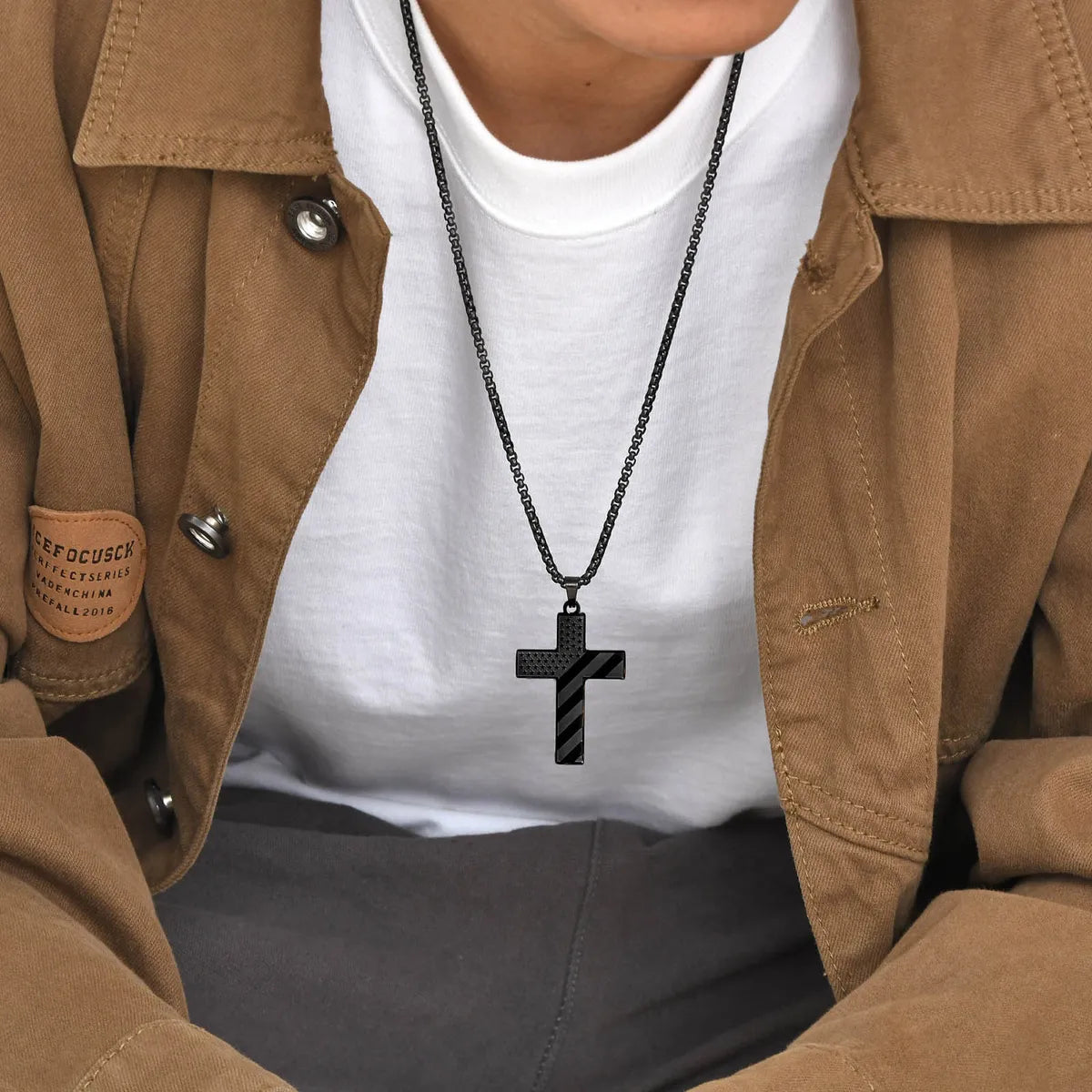 Infinity Heart Necklaces-Rock Streetwear Cross Stainless Steel Men'S Pendant Necklace