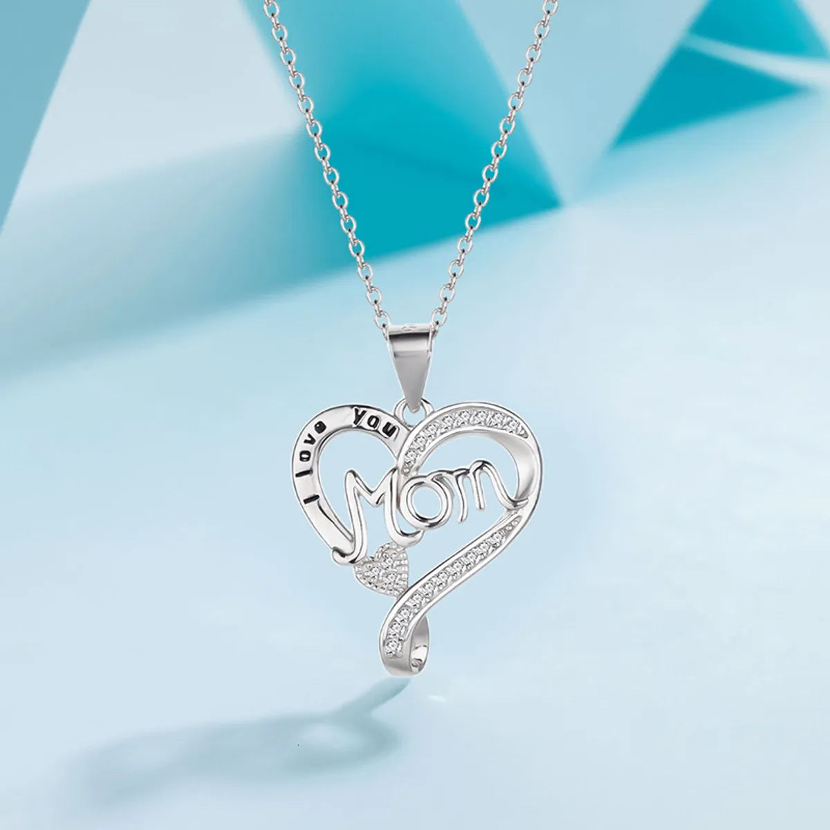 Emerald Necklaces-Sterling Silver IG Style Elegant Letter Heart Shape Plating Rhinestones Pendant Necklace