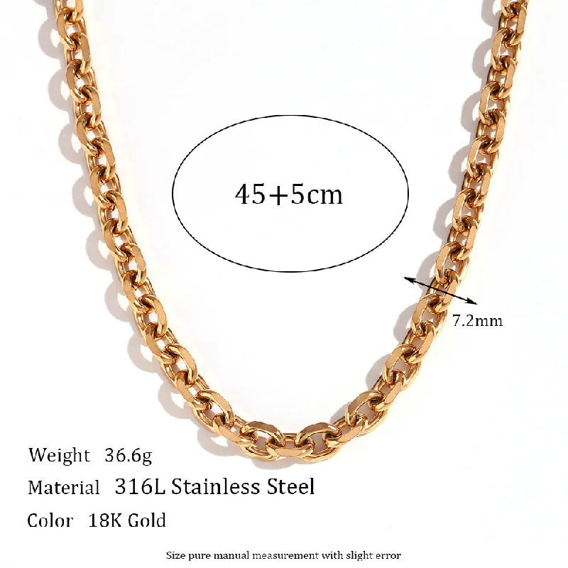 7.2mm Cross Collar Chain - Gold Necklace -45cm 5cm