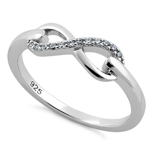 Unique Engagement Bands-Sterling Silver Infinity CZ Ring