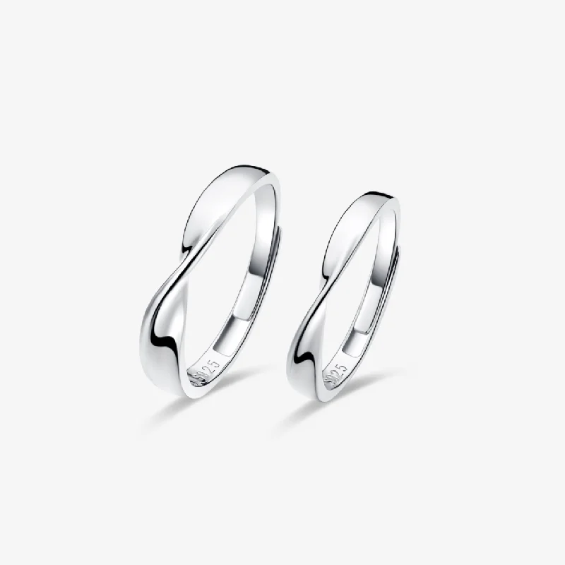 Religious Rings-FANCIME "Mobius Knot" Adjustable Promise Sterling Silver Rings