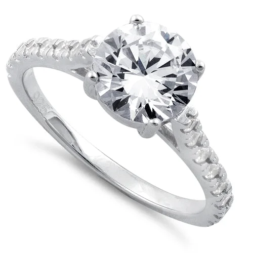 Men’s Promise Rings-Sterling Silver Clear Round Cut Engagement CZ Ring