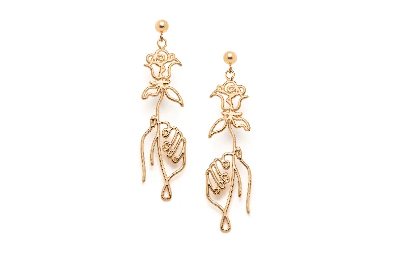 Gold and Diamond Earrings-Picasso's Roses Earrings