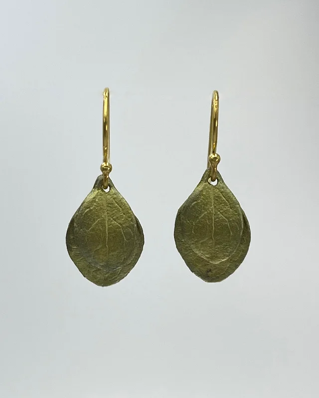 Silver Leaf Earrings-Irish Thorn 2 Leaf Earrings