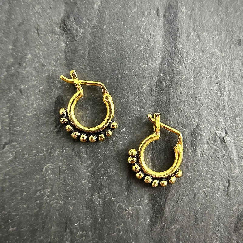 Winter Earrings-Tiny Granulated Hoop Earrings