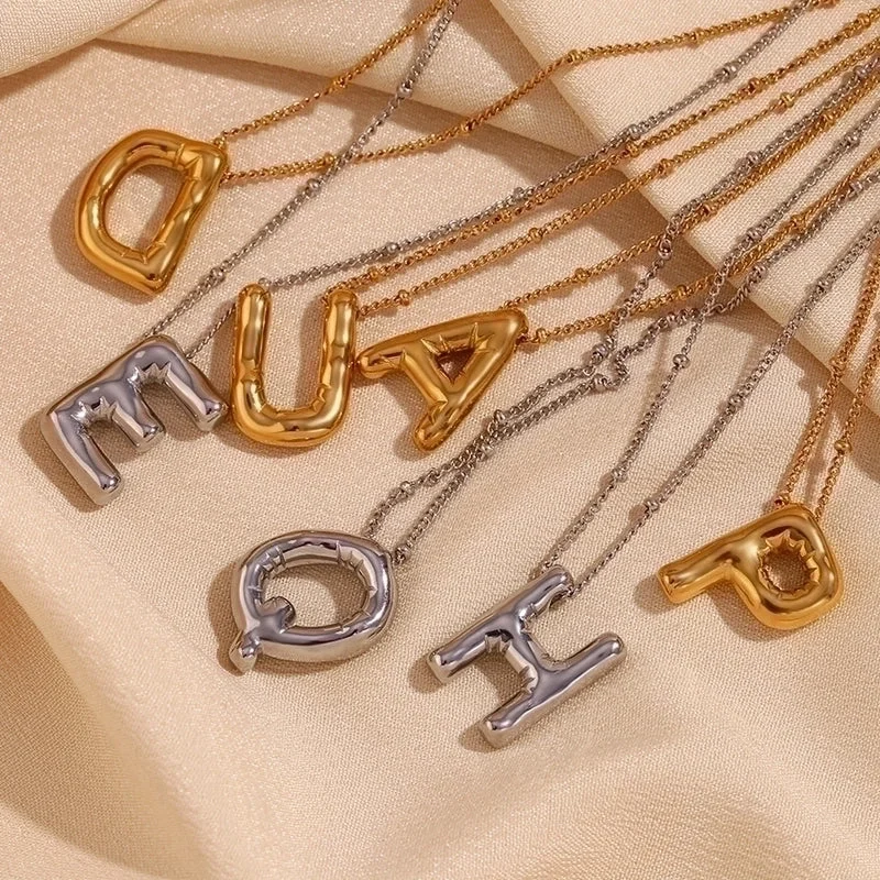 Custom Name Necklaces-Wholesale Simple Style Letter Stainless Steel Plating 18k Gold Plated Pendant Necklace