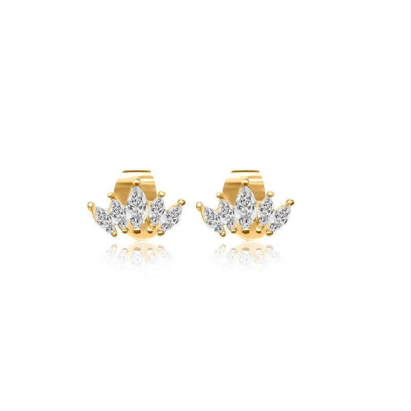 Crystal Dangle Earrings-Five Diamond Crown Stud Earrings