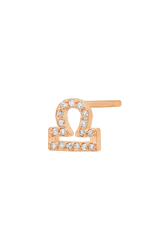 Unique Hoop Earrings-Rose Gold Diamond Libra Earring