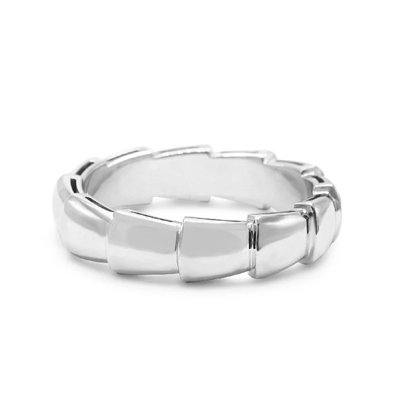 Personalized Rings-Bvlgari Serpenti Viper 5mm Ring Size 58 - 18ct White Gold