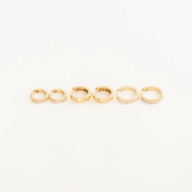 Chain Earrings-14K Huggie Hoop Earrings Bundle