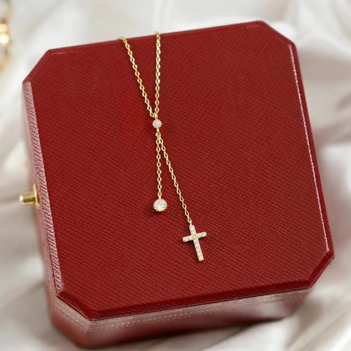 Topaz Necklaces-Casual Elegant Simple Style Cross Sterling Silver Plating Silver Plated Pendant Necklace