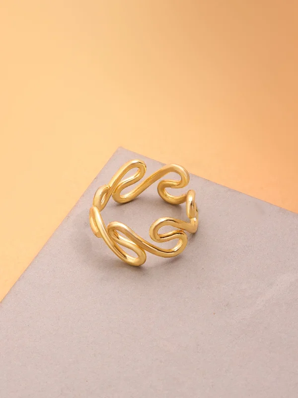 Stackable Silver Rings-Hook Statement Brass Adjustable Ring