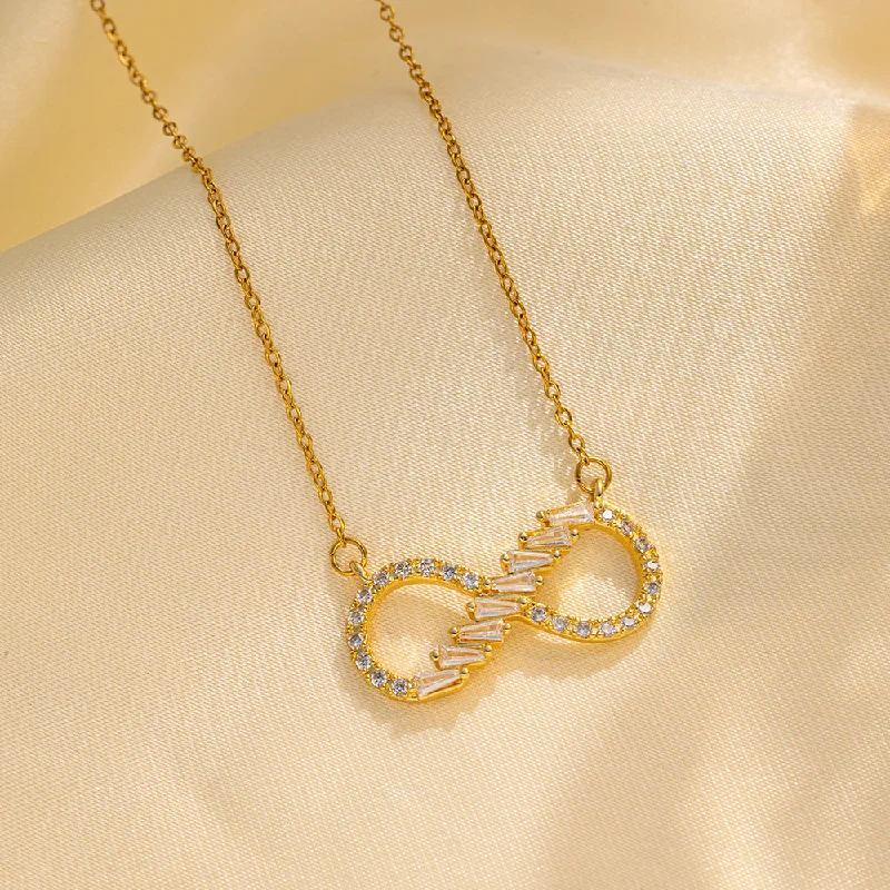 809 Full Diamond Lucky Number 8 Necklace Gold