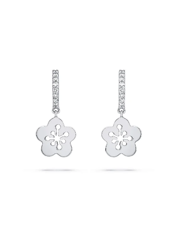 Jade Earrings-Blossom Mini White Gold Diamond Drop Earrings