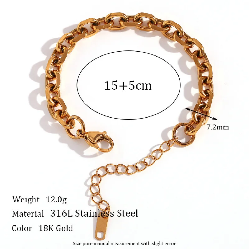 7.2mm Cross Collar Chain - Gold Bracelet -15cm 5cm