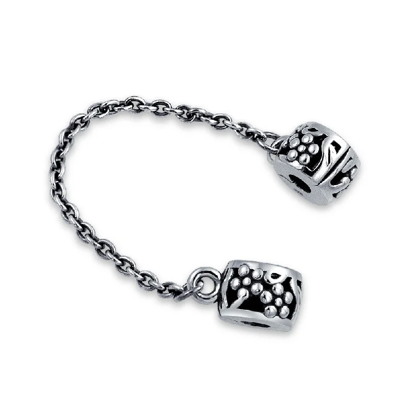 Elegant Bracelets-Double Safety Chain Clasp Spacer Charm Daisy Flower Bead for European Bracelet