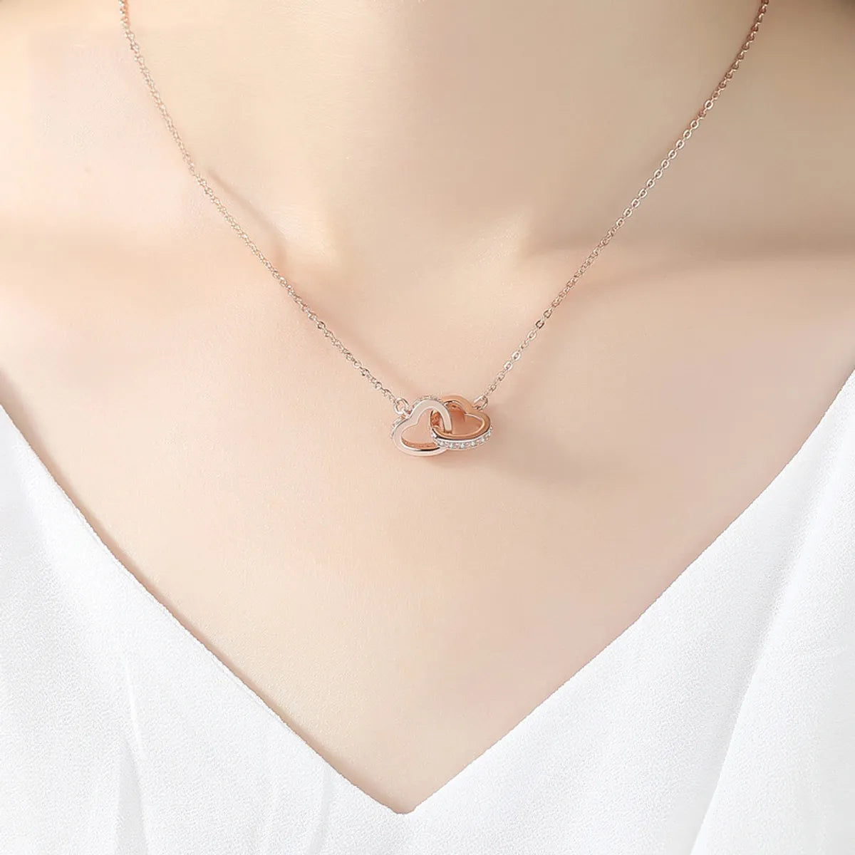 Pendant Necklaces-Sweet Heart Shape Sterling Silver Pendant Necklace Zircon 925 Silver Necklaces