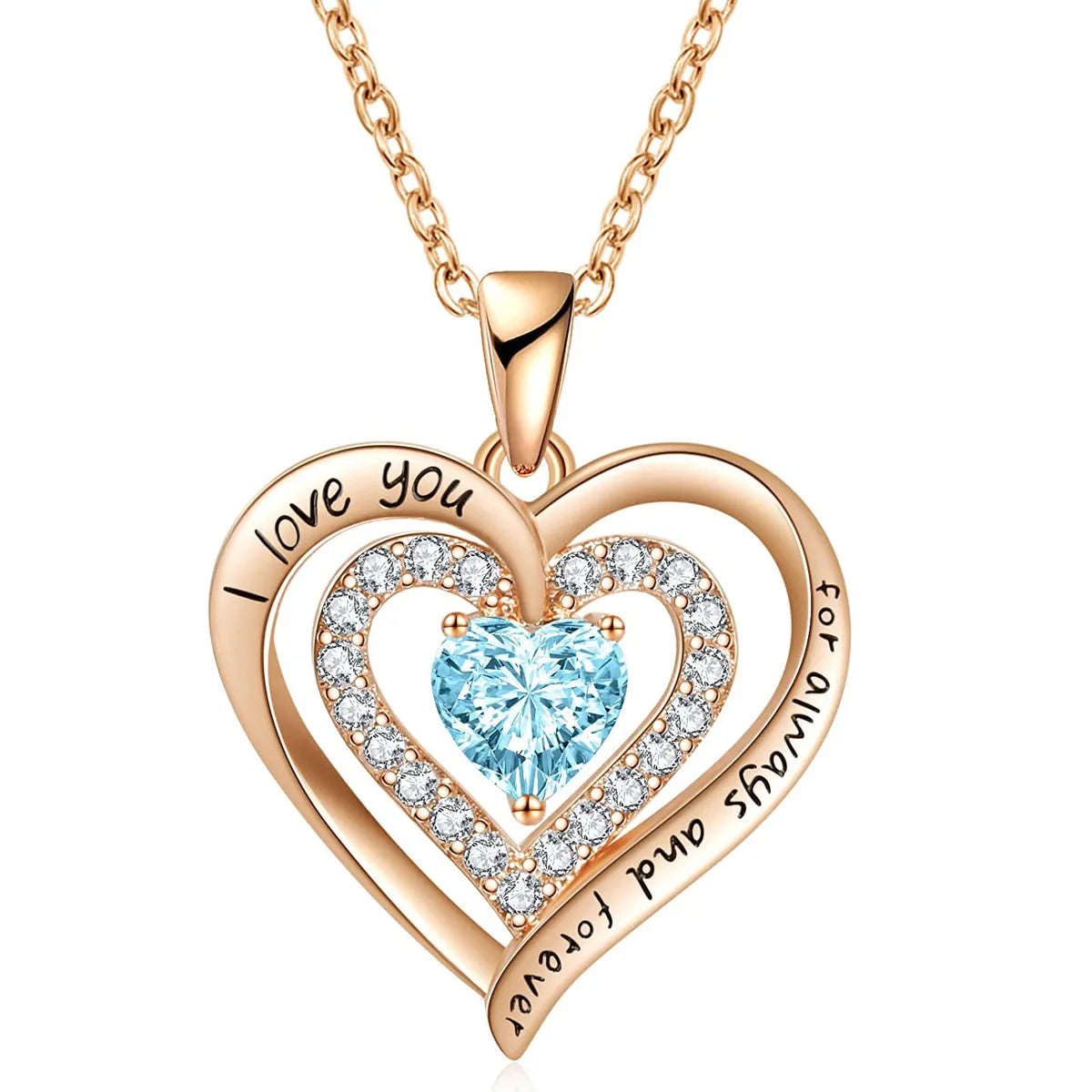 Cross Necklaces-Basic Simple Style Heart Shape Sterling Silver Plating Inlay Zircon Rose Gold Plated Pendant Necklace