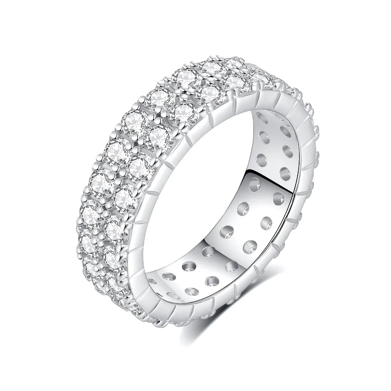 Affordable Rings-FANCIME Moissanite Wedding Band Sterling Silver Ring