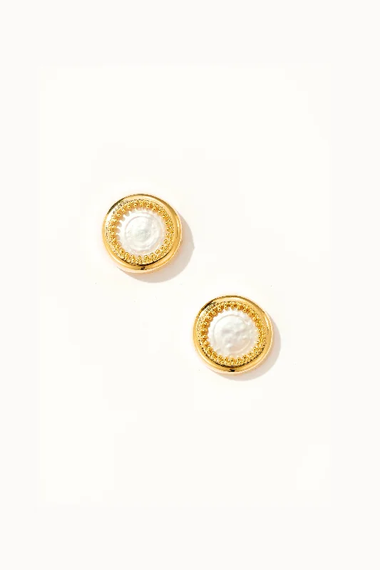 Tropical Earrings-Baroque Button Pearl Stud Earrings