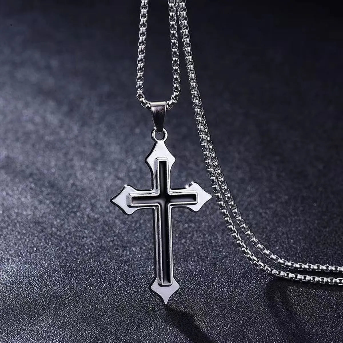 Double Black Cross Necklace