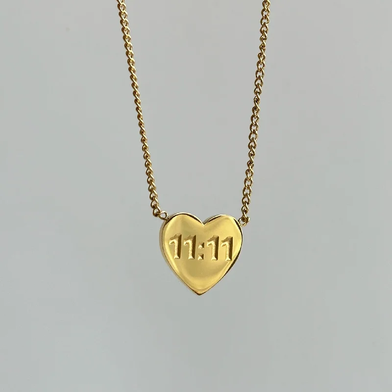 Colorful Gemstone Necklaces-Vintage Style Commute Number Heart Shape Stainless Steel Plating 18k Gold Plated Pendant Necklace