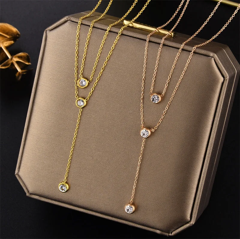 Rose Gold Necklaces-Cartoon Geometric Titanium Steel 18K Gold Plated Necklaces