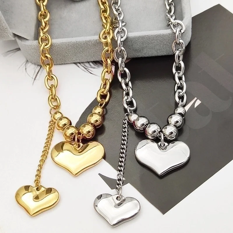 Statement Pendant Necklaces-Fairy Style Heart Shape Titanium Steel Plating Pendant Necklace 1 Piece