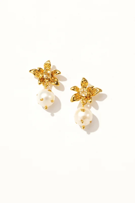 Modern Drop Earrings-Angie 18K Gold Freshwater Pearl Drop Earrings