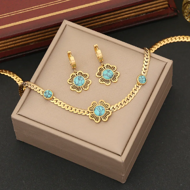 Protective Necklaces-Fashion Flower Stainless Steel Electroplating Necklaces