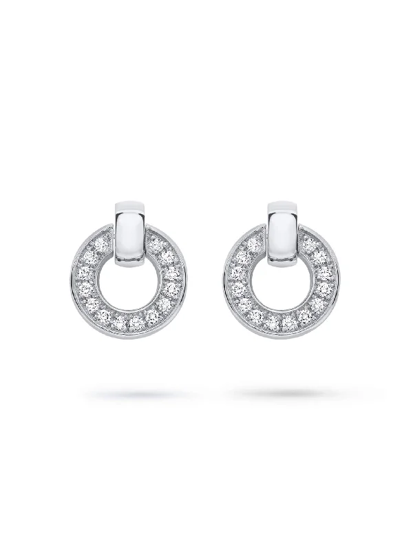 Sapphire Earrings-Roulette White Gold Diamond Flip Earrings