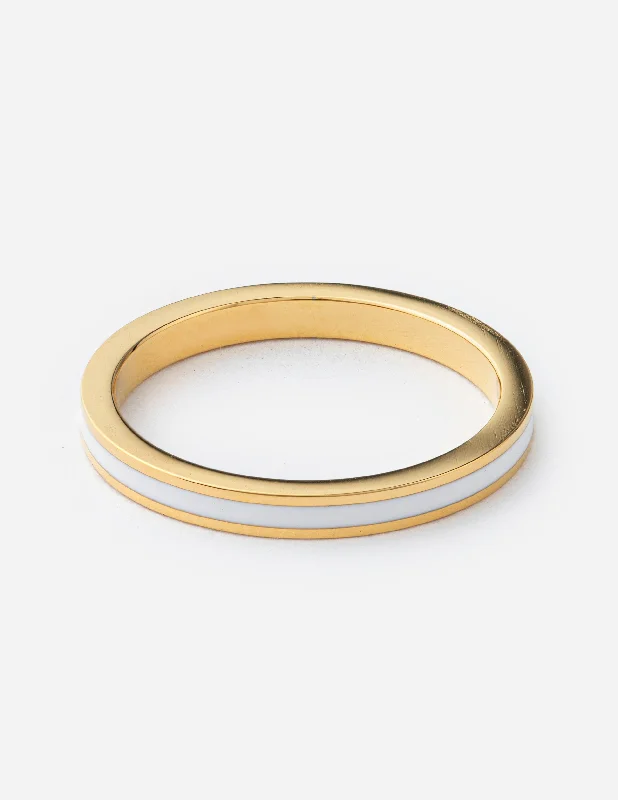 Luxury Wedding Rings-White Enamel Band