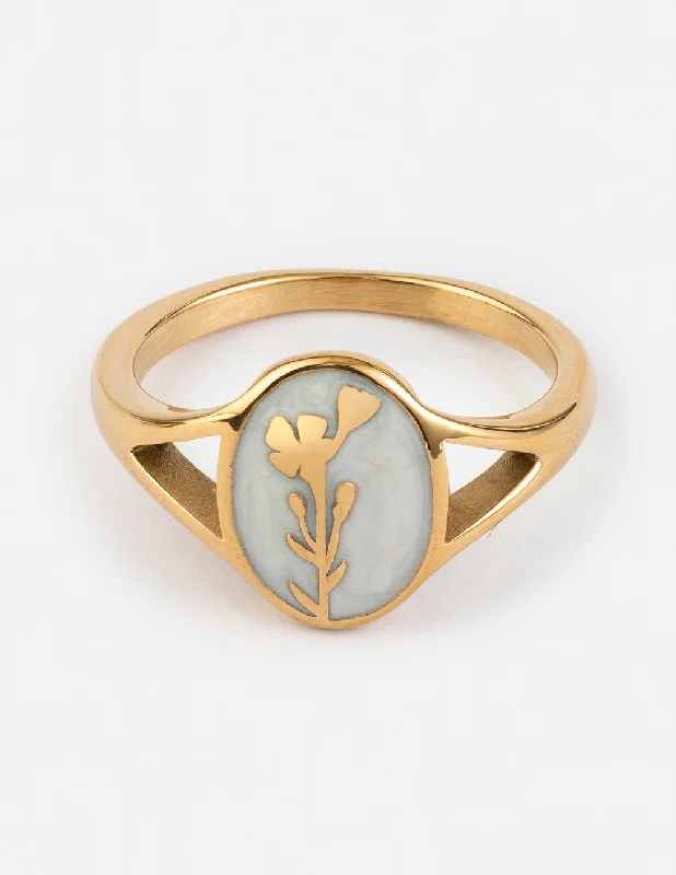 Engagement Ring Sets-Wildflower Signet Ring