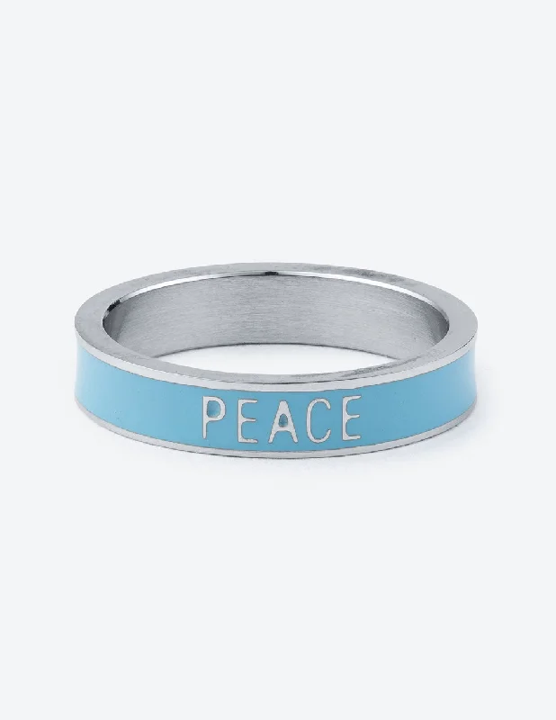 Vintage Rings-Blue Enamel Peace Ring