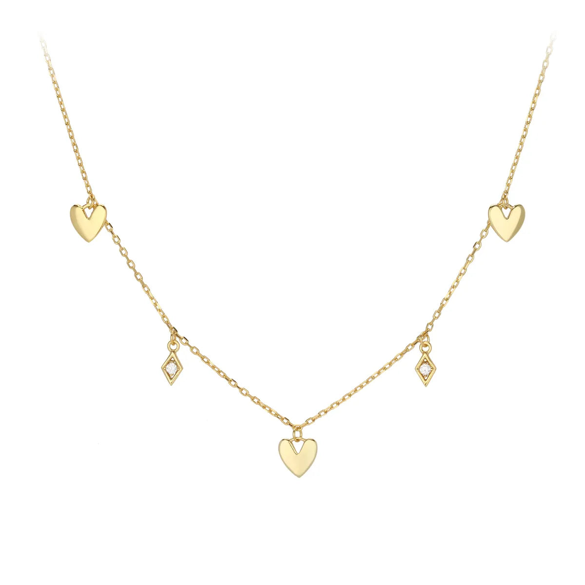 Friendship Necklaces-Classic Style Commute Heart Shape Rhombus Sterling Silver Plating Gold Plated Necklace