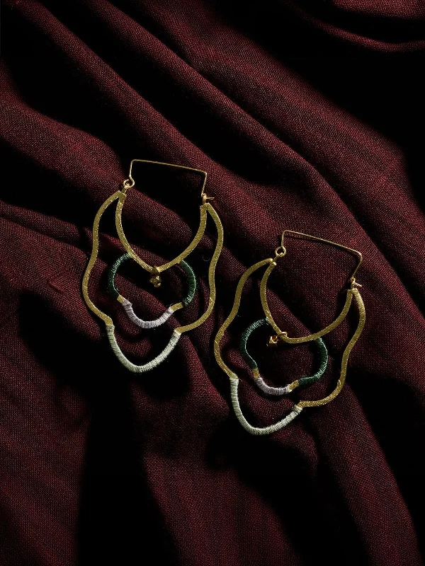 Gemstone Hoop Earrings-Casablanca Earrings - Gold