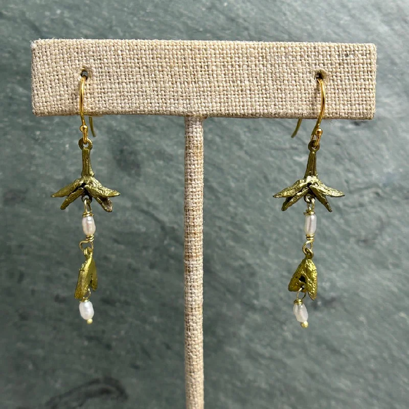 Modern Earrings-Burning Bush Pod Dangle Wire Earrings