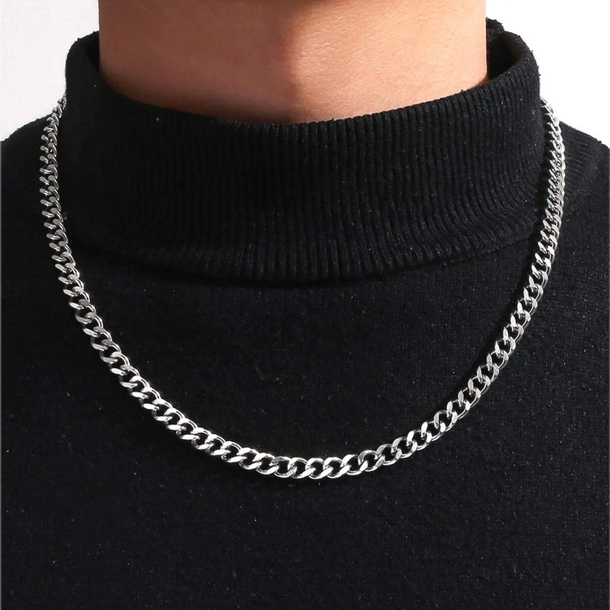 Shiny Necklaces-Hip-Hop Solid Color Stainless Steel Men'S Necklace